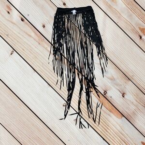 iHeartRaves M black faux leather fringe belt